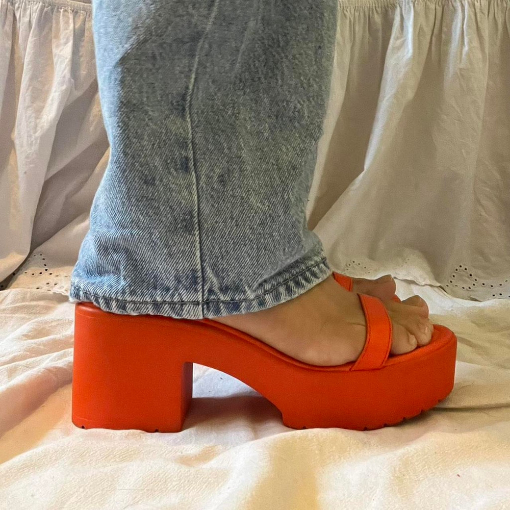 UO Claire lace up orange sandals
